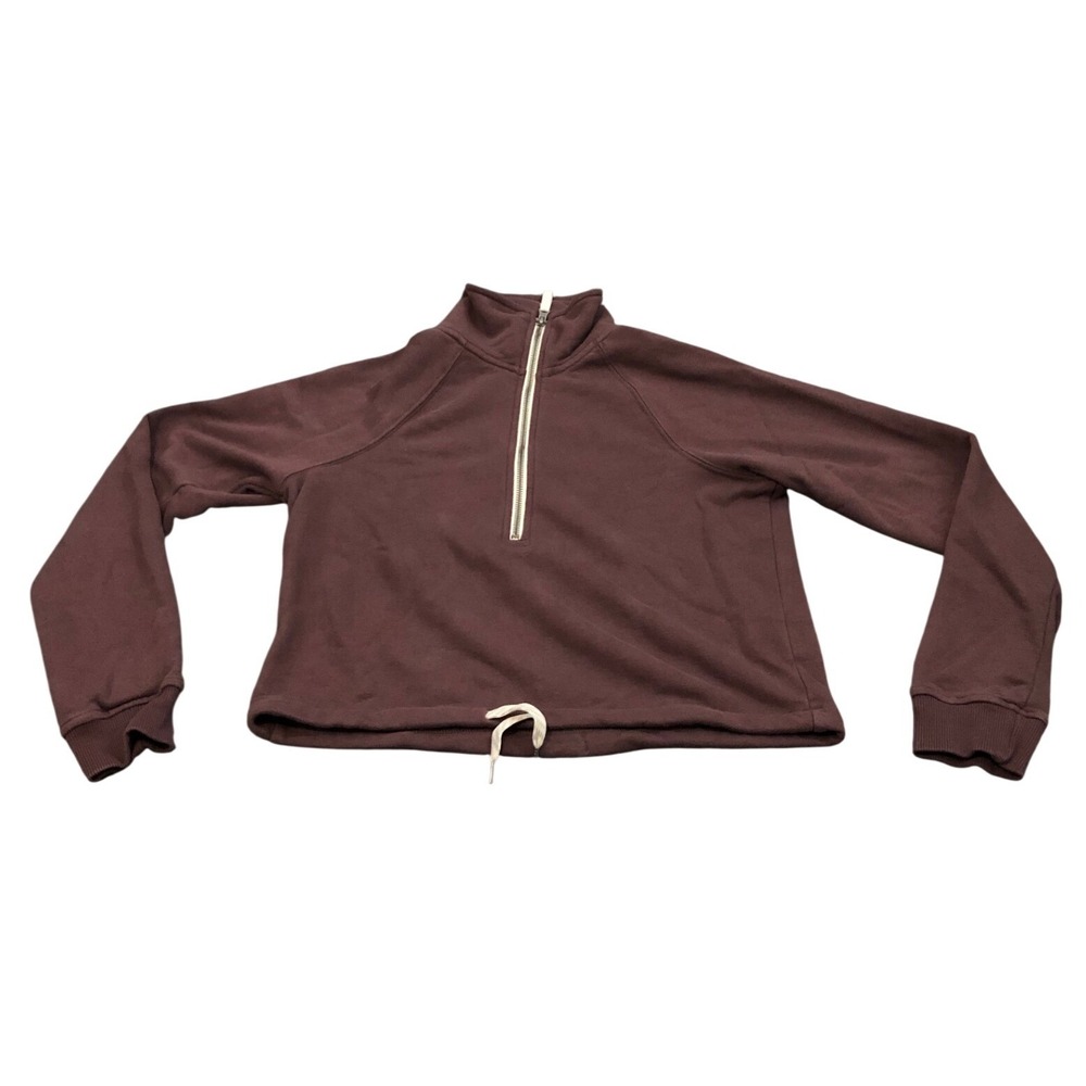 Vuori Sedona Half Zip Pullover Women XS Burgundy Cropped Drawstring VW274